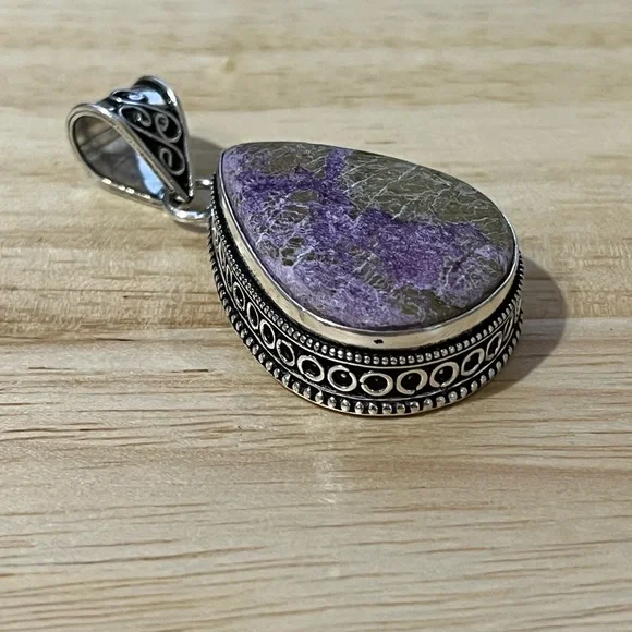 ATLANTISITE GEMSTONE 925 STAMPED SILVER PLATED PENDANT - Picture 2 of 5